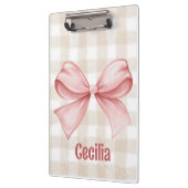 Beige en roze gingham met waterverf boog klembord (Links)