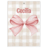 Beige en roze gingham met waterverf boog klembord (Achterkant)