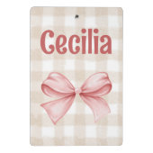 Beige en roze gingham met waterverf boog mini klembord (Achterkant)