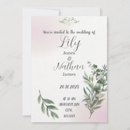 Beige en roze huwelijksuitnodiging sjabloon kaart