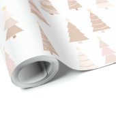Beige en roze kerstbomen cadeaupapier (Rol Hoek)