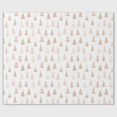 Beige en roze kerstbomen cadeaupapier (Vlak)