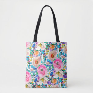 Beige en roze rozen tote bag