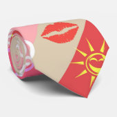 Beige en roze strepen stropdas (Opgerold)