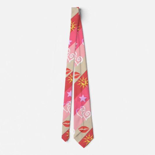 Beige en roze strepen stropdas (Achterkant)