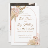 Beige en roze Waterverf bloemenbruiloft Kaart (Voorkant / Achterkant)