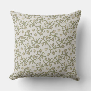 Beige en Sage Green Elegante Bloemrijke Vines Patt Kussen