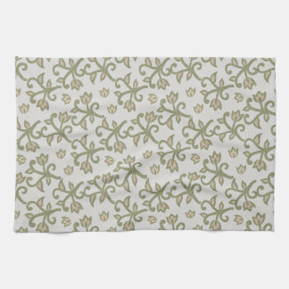 Beige en Sage Green Elegante Bloemrijke Vines Patt Theedoek