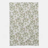 Beige en Sage Green Elegante Bloemrijke Vines Patt Theedoek (Verticaal)