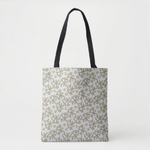 Beige en Sage Green Elegante Bloemrijke Vines Patt Tote Bag