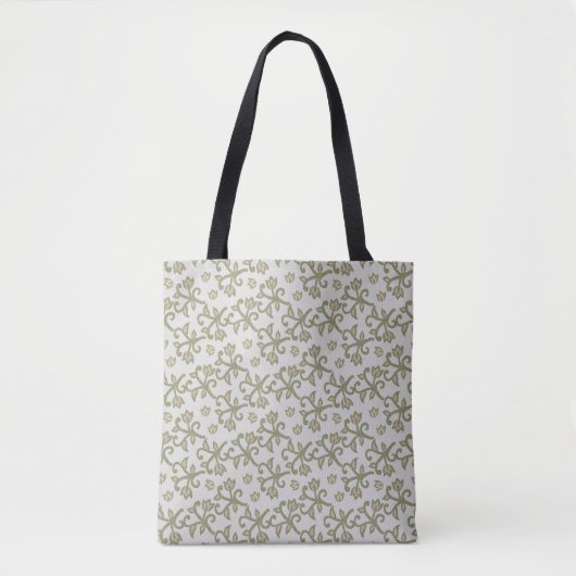 Beige en Sage Green Elegante Bloemrijke Vines Patt Tote Bag (Voorkant)