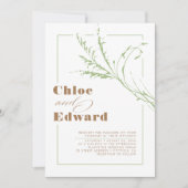 Beige en Sage Pampas Grass Minimalist Wedding Kaart (Voorkant)