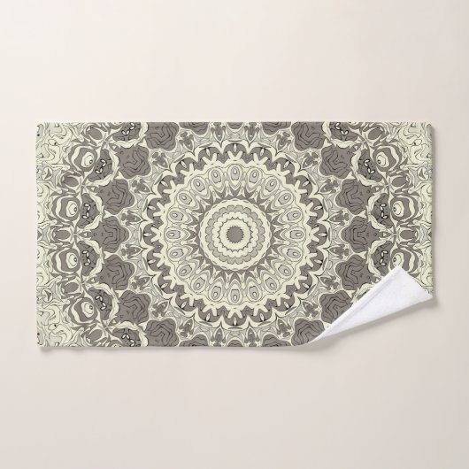 Beige en Taupe Mandala Patroonontwerp Bad Handdoek (Handdoek)