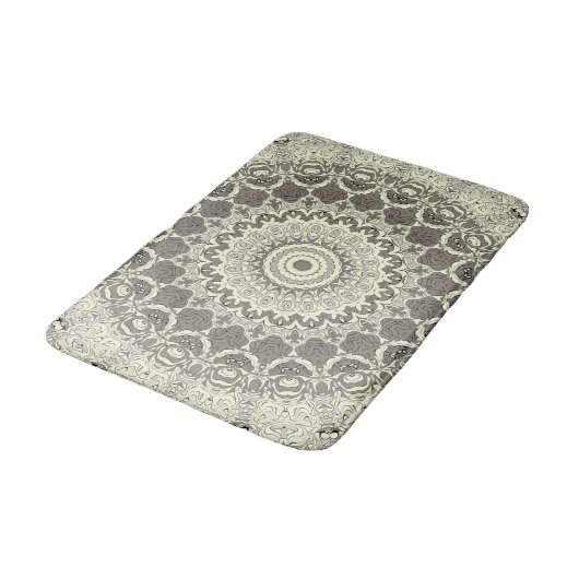 Beige en Taupe Mandala Patroonontwerp Badmat (Gekanteld)