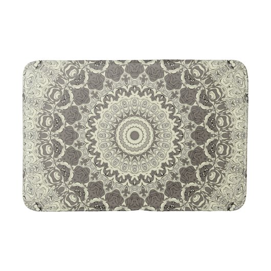 Beige en Taupe Mandala Patroonontwerp Badmat (Voorkant)