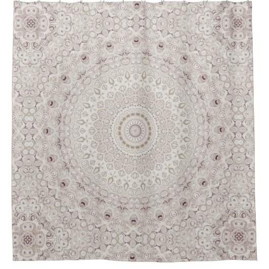 Beige en Taupe Mandala Patroonontwerp Douchegordijn (Voorkant)