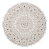Beige en Taupe Mandala Patroonontwerp Keramische Knop (Voorkant)