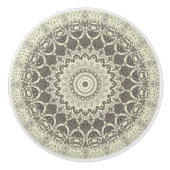 Beige en Taupe Mandala Patroonontwerp Keramische Knop (Voorkant)