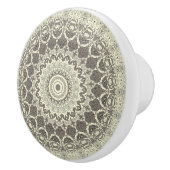Beige en Taupe Mandala Patroonontwerp Keramische Knop (Rechts)