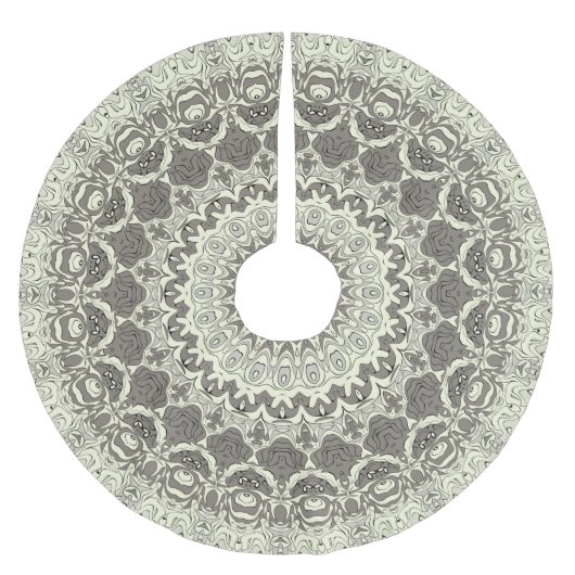 Beige en Taupe Mandala Patroonontwerp Kerstboom Rok (Voorkant)