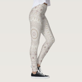 Beige en Taupe Mandala Patroonontwerp Leggings