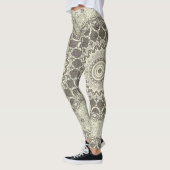 Beige en Taupe Mandala Patroonontwerp Leggings (Links)