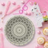 Beige en Taupe Mandala Patroonontwerp Papieren Bordje (Feest)