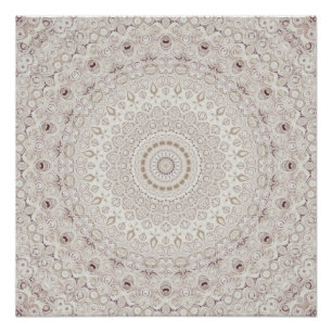 Beige en Taupe Mandala Patroonontwerp Perfect Poster