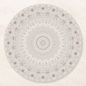 Beige en Taupe Mandala Patroonontwerp Ronde Kartonnen Onderzetter (Voorkant)