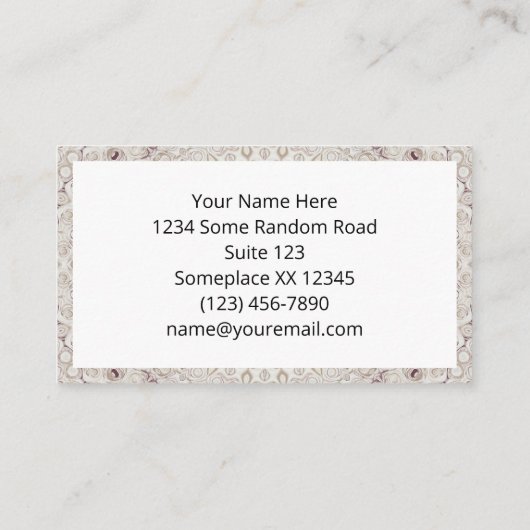 Beige en Taupe Mandala Patroonontwerp Visitekaartje (Achterkant)