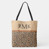 Beige en Terracotta Luipaard Print Custom Monogram Tote Bag (Achterkant)