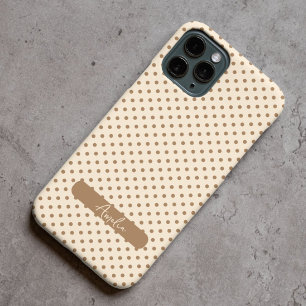 Beige en Tortilla Bruine polka stippen iPhone 15 Pro Max Hoesje