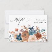 Beige en usty Blue Floral w Meal RSVP (Voorkant)