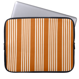 Beige en verbrande sinaasappel met vijf strippen laptop sleeve
