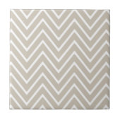 Beige en White Chevron Pattern 2 Tegeltje (Voorkant)