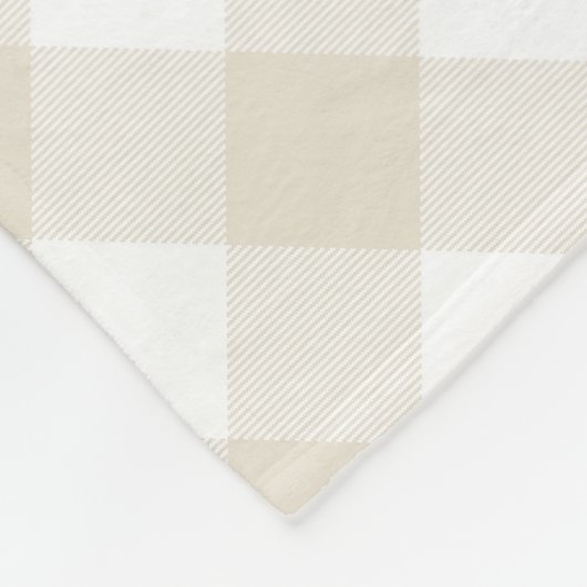 Beige en White Diagonal Pset Farmhouse Monogram Fleece Deken (Hoek)