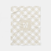 Beige en White Diagonal Pset Farmhouse Monogram Fleece Deken (Voorkant)