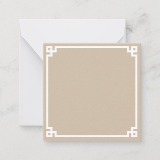 Beige en White Greek Key Ornamental Border Notitiekaartje (Voorkant)