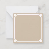 Beige en White Greek Key Ornamental Border Notitiekaartje (Achterkant)