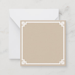 Beige en White Greek Key Ornamental Border Notitiekaartje