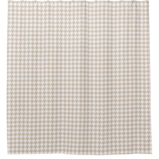 Beige en White Houndstooth Pattern Douchegordijn (Voorkant)