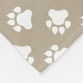 Beige en White Paws Pattern Fleece Deken (Hoek)