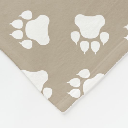 Beige en White Paws Pattern Fleece Deken (Hoek)