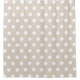 Beige en White Polka Dot Patroon Douchegordijn
