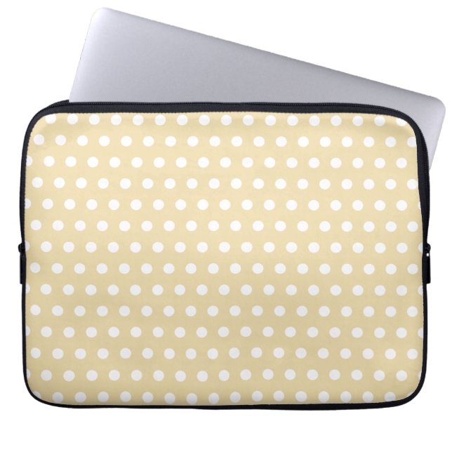 Beige en White Polka Dot Pattern. Spottig. Laptop Sleeve (Voorkant)