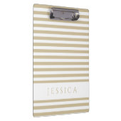Beige en White Striped Pattern Name Cliboard Klembord (Rechts)