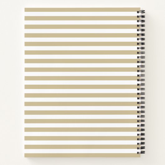 Beige en White Striped Pattern Name Notitieboek (Achterkant)
