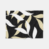 Beige en wit bladpatroon fleece deken (Voorkant (Horizontaal))