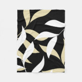 Beige en wit bladpatroon fleece deken (Voorkant)