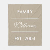 Beige En Witte Aangepaste Familienaam Fleece Deken (Voorkant)
